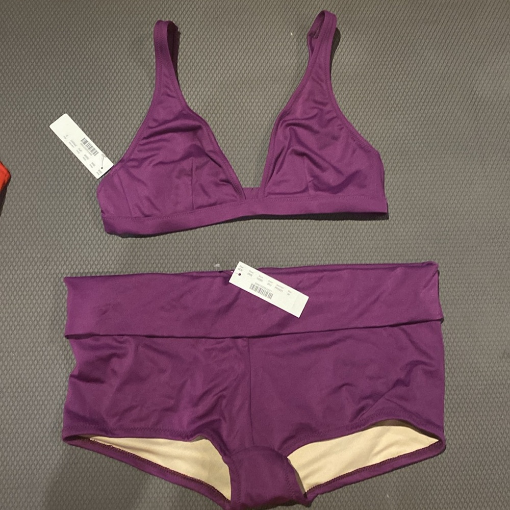 COPY -1 J Crew bathing swimsuit 2 piece boy shorts--Purple